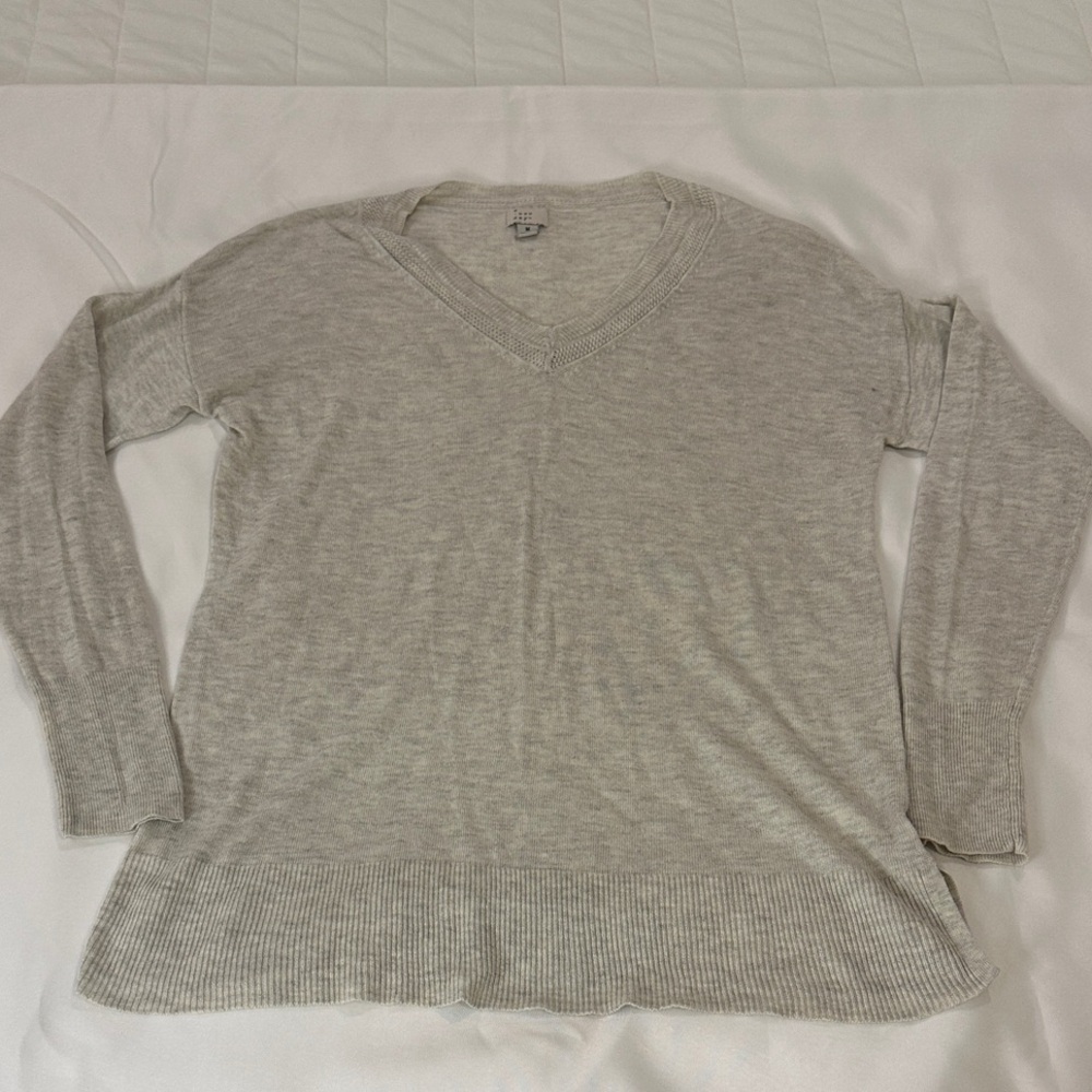 a new day Light Oatmeal Heather Gray Knit Top Sweater Coastal Beachy Size M